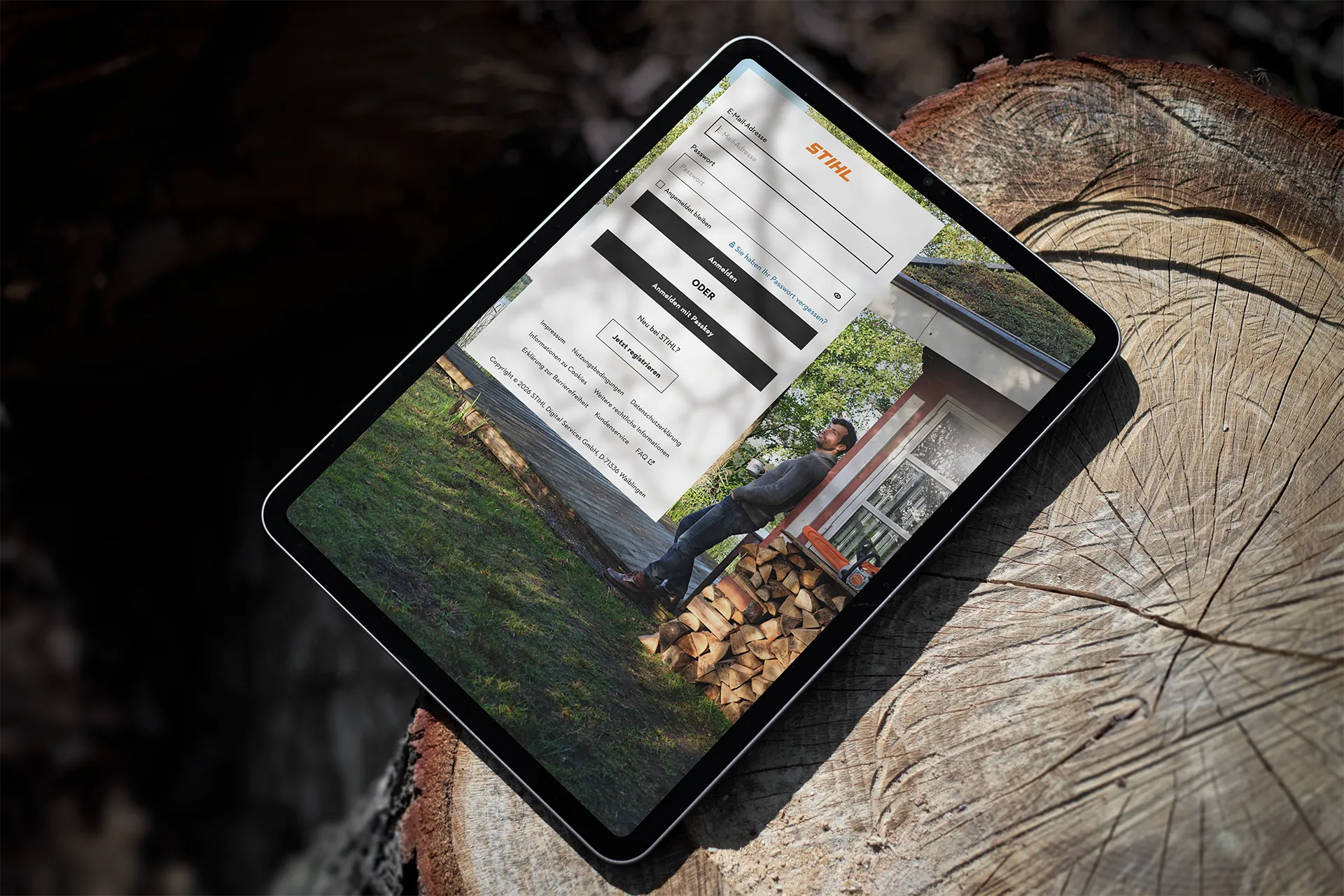 STIHL ID – zentrale Customer-Identity-Plattform, auf einem Tablet