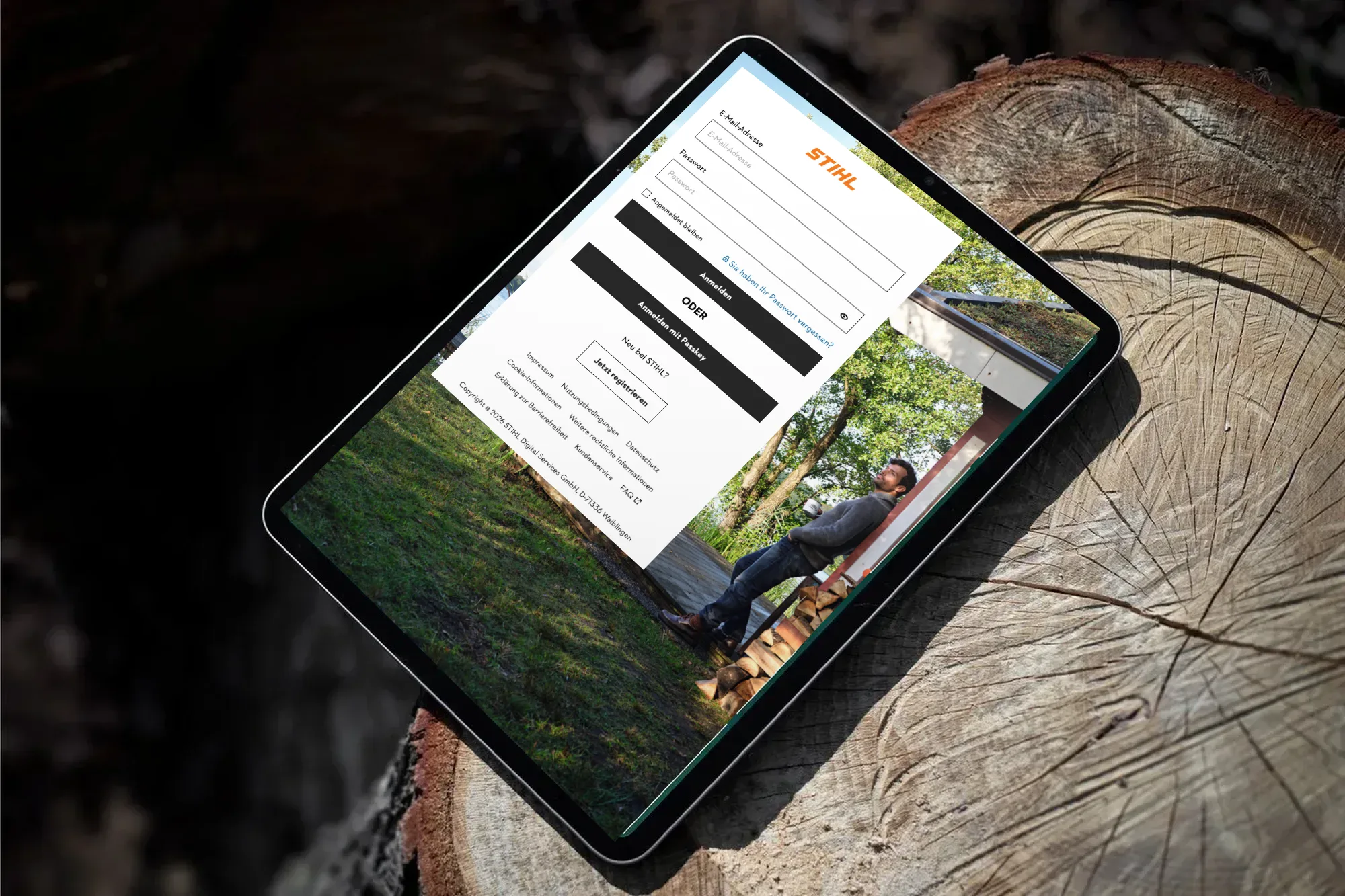 STIHL ID – zentrale Customer-Identity-Plattform, auf einem Tablet